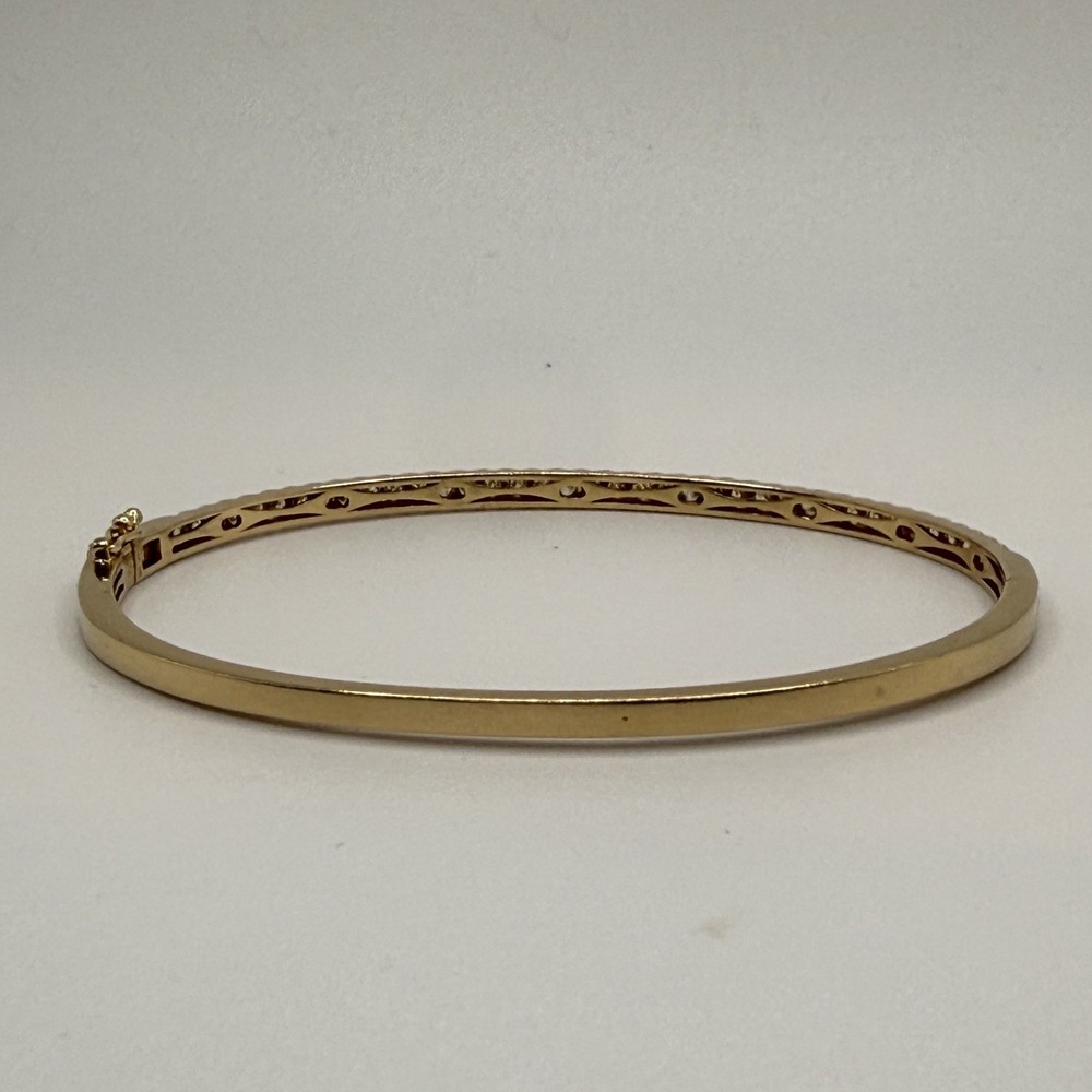 14K Yellow Gold Ladies 1.0 Carat TW Natural Diamond Bangle Bracelet 7.11g J34 - Picture 11 of 11